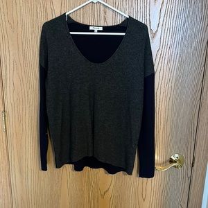 Madewell Women's Navy and Grey Long-Sleeve Top Medium